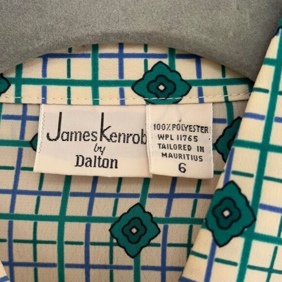 Vtg 70s/80s James Kenrob by Dalton green patterns button up shirt size 6 fit S/M - Picture 7 of 8